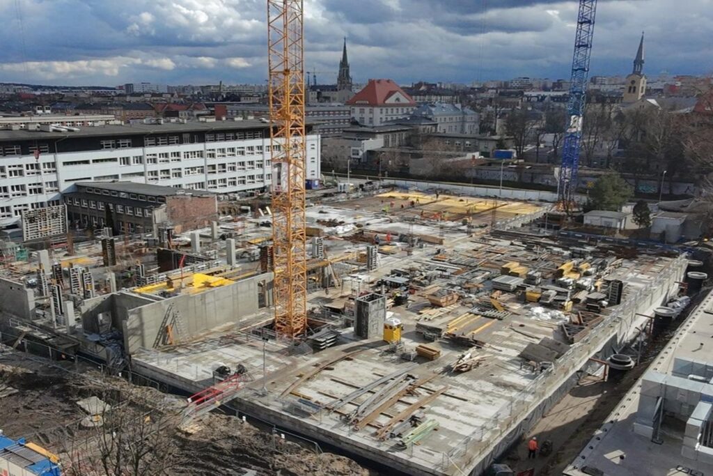 Budynek Chemii ( w trakcie budowy). Zdjęcie z lotu ptaka.